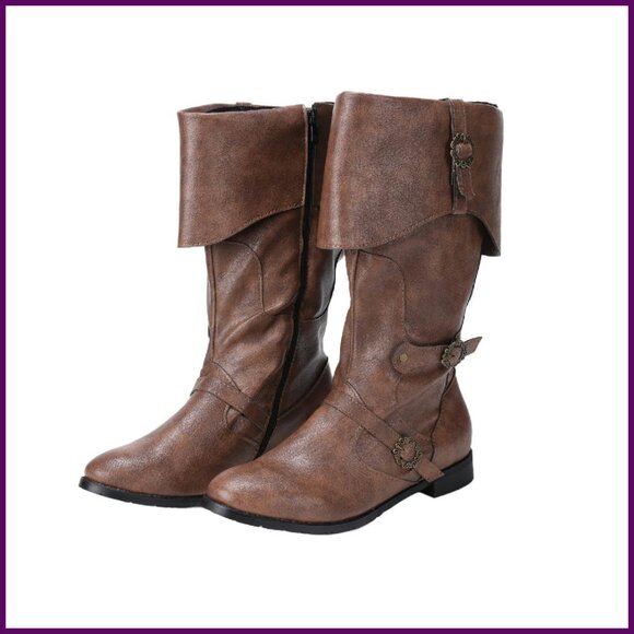 Men's Medieval Pirate Boots Viking Renaissance Cosplay Footwear Gothic
